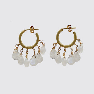 Dangling Moonstone Hoops