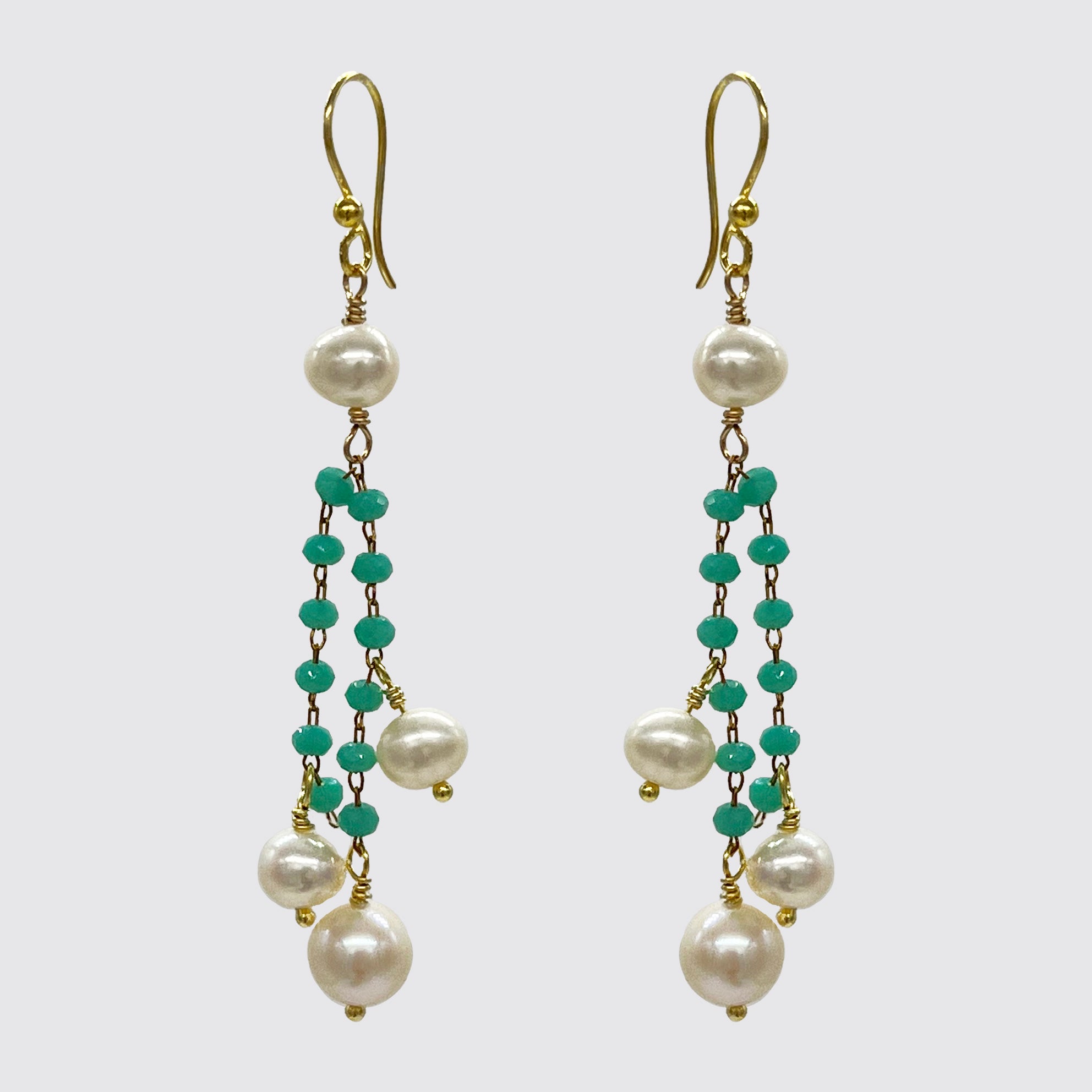 Freshwater Pearl, Chalcedony Dangle Earring