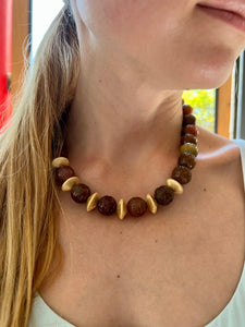 Carved Bead Bauble Necklace