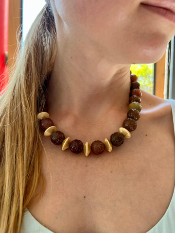 Carved Bead Bauble Necklace